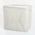 Cesta de almacenamiento de tela a cuadros grises plegable organizador de ropa - Estilo de algodón y lino a cuadros grises
