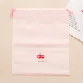 Pink PVC drawstring storage bag, portable organizer pouch for travel, stationery, and socks. - M / Pink Tram
