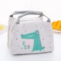 Grey cartoon crocodile print lunch bag portable insulated bento bag oxford cloth waterproof. - Cartoon Crocodile