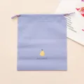 Light purple PVC drawstring pouch, cute pear pattern travel storage bag for sundries, shoes and socks. - Pear