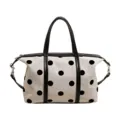 Bolso tote de lona con lunares para mujer gran capacidad elegante bolso de hombro - Blanco