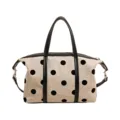 Gran bolso de hombro de lona con lunares moda mujer shopper bolso casual verano - Beige