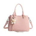 Bolso de Hombro de Cuero Rosa Bolso Bandouillera Casual con Colgante de Flor Mujer - Rosa