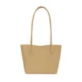 Schicke beige gewebte Damen Totetasche, stilvolle Kunstleder Schultertasche für den Alltag. - Gelb