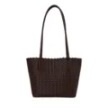 Klassische gewebte Leder-Shopper-Tasche für Damen, stylische braune Umhängetasche. - Braun