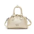 Champagner PU Leder Bowling Handtasche Damen Freizeit Retro Umhängetasche Modische Tasche - Warmweiß