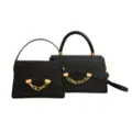 Black glitter handbag set stylish crossbody bag trendy top handle bag elegant women small square bag - L / Black