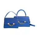 Blue glitter flap handbag stylish women shoulder bag crossbody bag with golden chain decor - L / Blue
