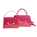 Pink glitter flap handbag, stylish Korean design women shoulder and messenger square bag. - Rose Red