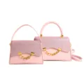 Pink glitter mini handbag with gold chain stylish shoulder bag for women summer chic design - Pink
