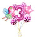 Pink 3rd birthday balloon set featuring fairy number three star and sequin confetti balloons. - 8-Piece Little Fairy Set 3