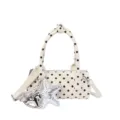 Borsa a mano cilindrica a pois chic da donna, elegante borsa a tracolla con ciondolo a stella. - con portachiavi / Bianco avorio
