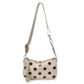 Beige schoudertas met stippen, trendy casual crossbody tas met verstelbare riem voor damesmode. - Broken Wit