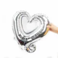 Silver heart foil balloon 18 inch hook heart shape for wedding party birthday decoration - Hook Heart / Silver