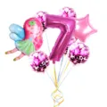 Fairy Number 7 Balloon Set Pink Girl Birthday Party Decoration Foil Balloons Pack - 8-Piece Little Fairy Set 7