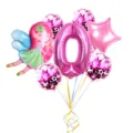 Pink fairy number 0 balloon set for kids birthday party decoration, foil and confetti balloons. - 8pcs Little Fairy Set 0