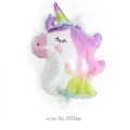 Close-up detail of the colorful macaron unicorn foil balloon, perfect for party decor. - SL Rainbow Unicorn Head