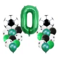 Ensemble de ballons de fête de football avec ballon en aluminium chiffre zéro et ballons de foot - Kit 22 pièces football chiffre 0