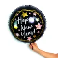 18-inch New Year foil balloon black round party decoration happy new year balloon props - 18 Inch Hexagon New Year