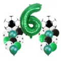 Ensemble de ballons de fête d'anniversaire thème football avec chiffre 6 vert et décor. - Ensemble football avec chiffre 22 pièces 6