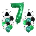 Kit de ballons en aluminium chiffre 7 vert et ballon football pour fête à thème sportif - Ensemble football avec chiffre 22 pièces 7