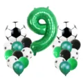 Ballon aluminium chiffre 9 vert set de ballons football latex pour deco de fete sport. - Kit de football numéro 9 de 22 pièces