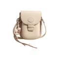 Mini cream crossbody bag with flower charm, stylish small shoulder bag for women. - With Pendant / Off White