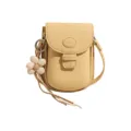 Mini PU leather crossbody bag for women, cute floral charm, casual retro phone purse. - With Pendant / Yellow