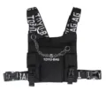 Herren Taktische Brusttasche Hip Hop Streetwear Funktionale Weste Tasche Schwarz Utility - Schwarz mit Buchstaben (Mit Kette)