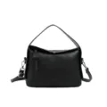 Schwarze Ledertasche, elegante und lässige Umhängetasche mit praktischem Henkel für Damen. - Schwarz