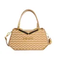 Borsa a Mano Dorata con Manico, Motivo Chevron in Ecopelle PU, Borsa Tracolla Variante - Oro