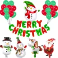 Set di palloncini in foil di Natale con Babbo Natale, pupazzo di neve e lettere. - Set di Natale 8 (tutti i palloncini come in foto)