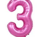 Mooie roze nummer 3 folieballon voor verjaardag feest decoratie en jubileum viering. - 40 Inch Nummer 3 / Roze