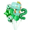 Green dinosaur foil balloon set with number 2 for kids birthday party decoration supplies. - Crown Dragon Number 2