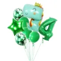 Green dinosaur number 4 foil balloon set, perfect for kids jungle birthday party decoration. - Crown Dragon Number 4