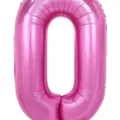 Rose gold number 0 foil balloon, 40 inch slim metallic balloon for birthday party decor. - 40 Inch Number 0 / Pink
