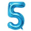 Blue number 5 foil balloon for birthday party decorations, metallic shinny finish 40 inch. - 40 Inch Number 5 / Blue