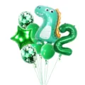 Green dinosaur balloon set for kids birthday party, number 2 foil balloon and confetti latex balloons. - Cute Dragon Number 2