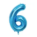 Blue number 6 foil balloon for birthday party and anniversary celebration decorations. - 40 Inch Number 6 / Blue