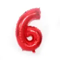 Red number 6 foil balloon for birthday party decorations, shiny metallic balloon detail shot. - Number 6 / 32-inch / Red