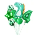 Dinosaur birthday party balloon set, green number 4 foil and latex balloons for kids. - Cute Dragon Number 4