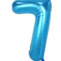 Blue number 7 foil balloon for birthday party decoration, metallic shiny helium balloon. - 40 Inch Number 7 / Blue