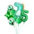Jurassic Dinosaur Theme Green Balloon Set Number 5 Foil Balloon Kids Birthday Party Decor - Cute Dragon Number 5