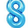 Blue number 8 foil balloon for birthday party decorations, shiny metallic helium balloon. - 40 Inch Number 8 / Blue