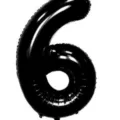 Black Number 6 Foil Balloon for Birthday Party Decoration and Anniversary Celebration - 40 Inch Number 6 / Black