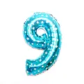 Detail view of blue star print number 9 foil balloon for birthday party decorations - 32" Blue Print Number 9