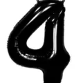 Black number 4 foil balloon for birthday party decorations, 40 inch large shiny Mylar balloon. - 40 Inch Number 4 / Black