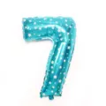Blue number 7 foil balloon with white stars, perfect for birthday party and celebration decoration. - 32" Blue Print Number 7