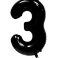 Black number 3 foil balloon, 40 inch giant party decoration helium balloon SKU - 40 Inch Number 3 / Black
