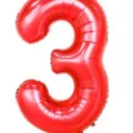 Red number 3 foil balloon for birthday party celebration decoration 40 inch helium balloon - 40 Inch Number 3 / Red